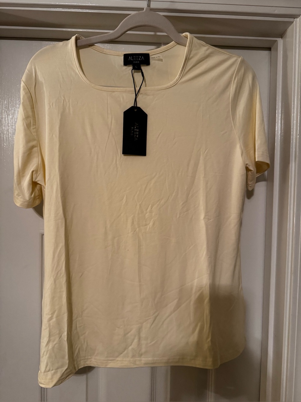 Aleeza Paris Women’s Short Sleeve Square neck Top in Pale Yellow